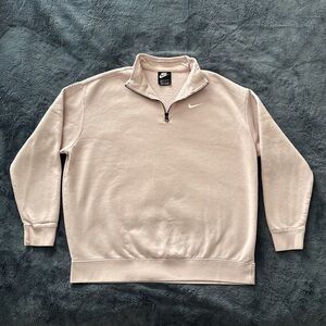NIKE Sweatshirt Womens Pink 1/4 Zip Swoosh Sportswear Fleece Pullover - XS EUC